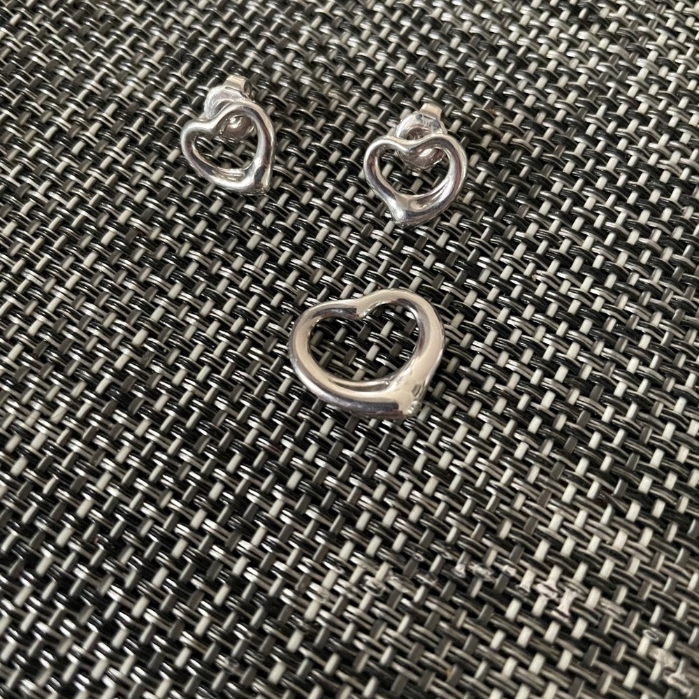 Tiffany & Co. heart earrings and necklace charm
